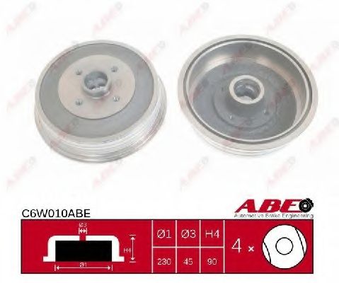 ABE - C6W010ABE - Гальмівні барабани VW Caddy 1.4-1.9D 11.95-01.04