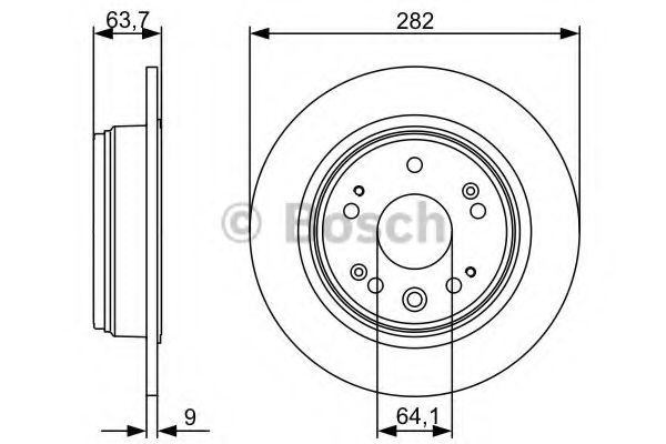 BOSCH - 0 986 479 505 - Гальмівний диск Honda CRV 2.0 02-06