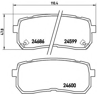 Гальмівні колодки дискові зад..Hyundai H-1 2.5CRDI 01-08/IX 55 3.0 08-