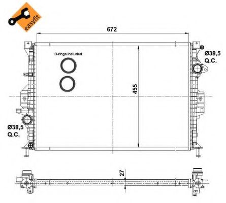 NRF - 53811 - Радіатор охолодження (AT)  FORD C-MAX II, FOCUS III, GALAXY, GRAND C-MAX, MONDEO IV, S-MAX; LAND ROVER DISCOVERY SPORT, FREELANDER 2 1.5-4.4 05.05-