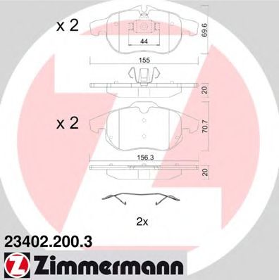 ZIMMERMANN - 23402.200.3 - Колодки гальмівні дискові