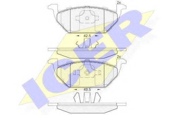 ICER - 181338 - Комплект тормозных колодок, дисковый тормоз