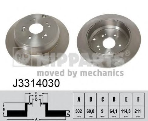 NIPPARTS - J3314030 - Гальмівний диск Honda CRV 2.0 02-06