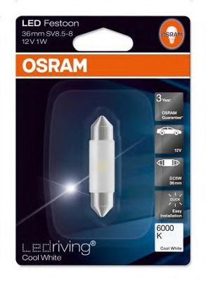 OSRAM - 6436CW - Лампа вспомогат. освещения C5W 12V 1W SV8.5-8.5 6700K 1шт.blister (пр-во OSRAM)
