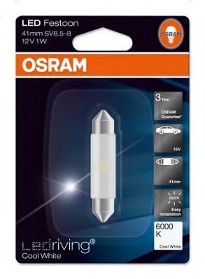 OSRAM - 6441CW - ЛАМПА LED 1W 12V SV8.5-8 6000K (41 мм) STANDARD