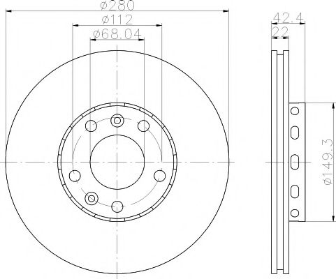 HELLA PAGID - 8DD 355 113-321 - Тормозной диск зад. A8/Phaeton 02-10 2.8-4.2