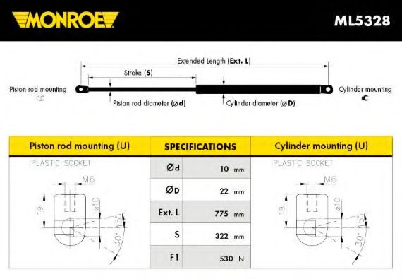 MONROE - ML5328 - Амортизатор багажника MERCEDES Vito (638) (пр-во Monroe)