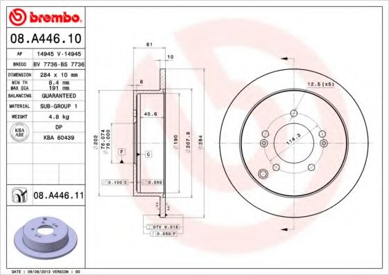 BREMBO - 08.A446.11 - Диск тормозной