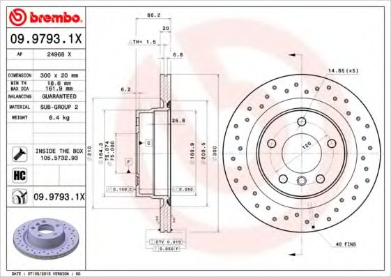 BREMBO - 09.9793.1X - Гальмівний диск