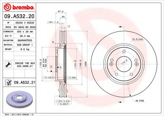 BREMBO - 09.A532.20 - Диск гальмівний