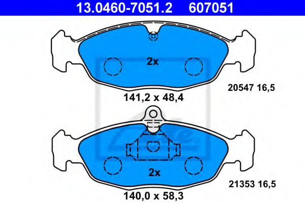 ATE - 13.0460-7051.2 - Гальмівні колодки дискові перед.  Opel Astra/Vectra 1.4-1.8 -96
