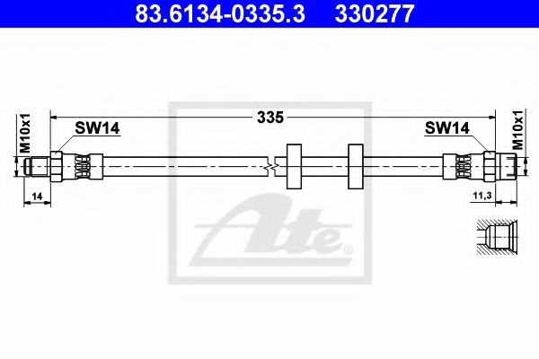 ATE - 83.6134-0335.3 - Тормозной шланг (Тормозная система)