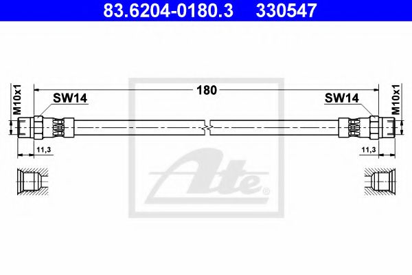 ATE - 83.6204-0180.3 - Тормозной шланг (Тормозная система)