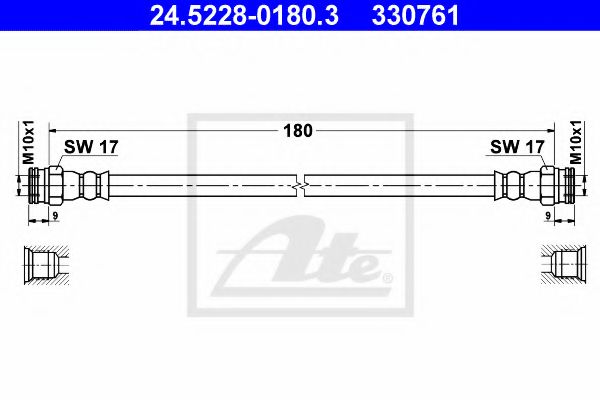 ATE - 24.5228-0180.3 - Тормозной шланг (Тормозная система)