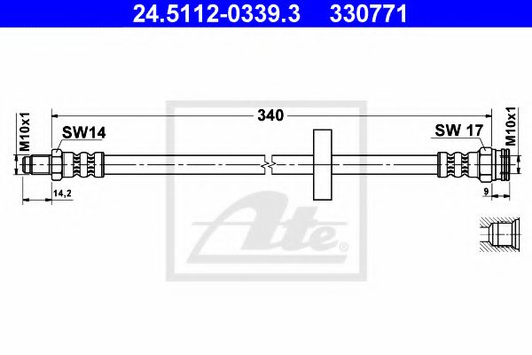 ATE - 24.5112-0339.3 - Тормозной шланг (Тормозная система)