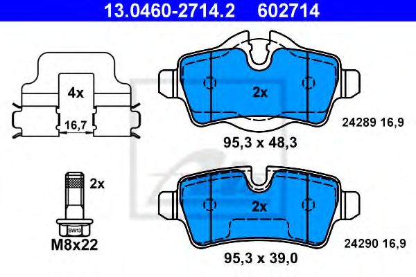 ATE - 13.0460-2714.2 - Колодки гальмівні зад. Mini Mini (R56),Mini Cabriolet (R57),Mini Clubman (R55) 2006 -