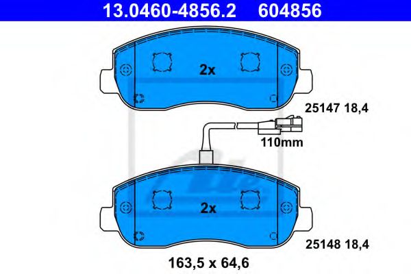 ATE - 13.0460-4856.2 - Гальмівні колодки дискові перед. Opel Movano Renault Master III 2.3Dci/2.3Cdti 05.10-