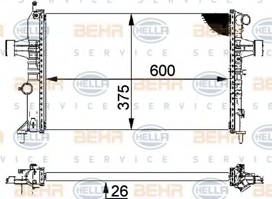 BEHR HELLA SERVICE - 8MK 376 710-314 - Радиатор, охлаждение двигателя (Охлаждение)
