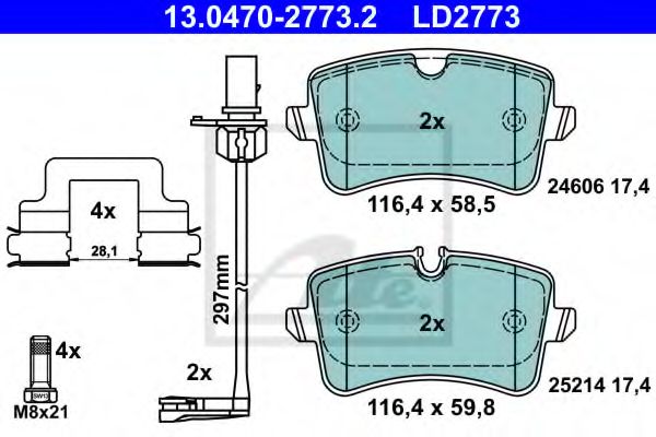 ATE - 13.0470-2773.2 - Гальмівні колодки дискові AUDI A8 10-