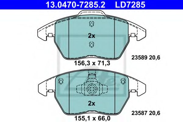 ATE - 13.0470-7285.2 - колодки гальмівні дискові керамічні, к-кт