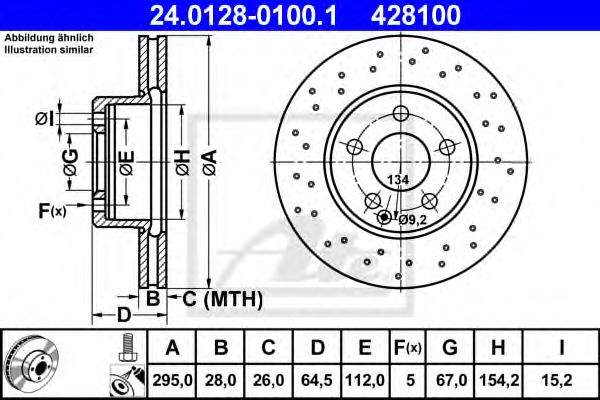 ATE - 24.0128-0100.1 - Гальмівний диск