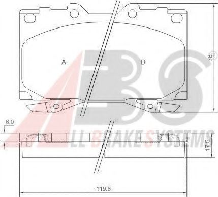 A.B.S. - 37231 - Гальмівні колодки дискові перед.Toyota Land Cruiser Prado II (J120) 02-/Hilux 07-