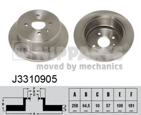 NIPPARTS - J3310905 - Диск гальмівний зад. Daewoo Nubira 97-/Chevrolet Epica/Evanda/Lacetti 05-