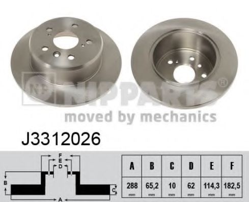 NIPPARTS - J3312026 - Диск гальмівний зад. Toyota Camry 2.2-3.3 06.91-11.06