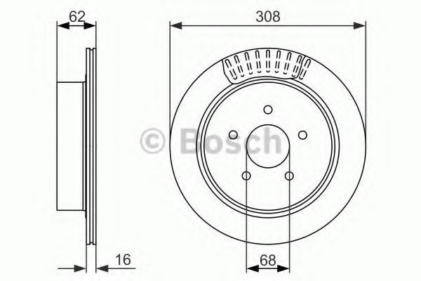 BOSCH - 0 986 479 606 - Гальмівний диск NISSAN/INFINITY FX35,Murano 3,5 4x4 05- R