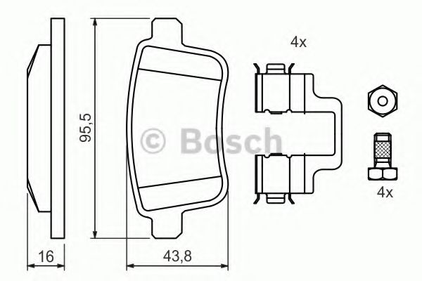 BOSCH - 0 986 494 331 - Гальмівні колодки дискові зад. Renault Kangoo II 08-