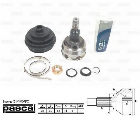 ШРКШ зовн. 36z/30z/53mm VW Golf IV 1.4/1.6/1.9SDI 97-, Audi A3 1.6 96-, SKODA Octavia 1.6/1.9SDI, Seat Leon 1.4 16V/1.9SDI 99-, Toledo II 1.4/1.6 99-10