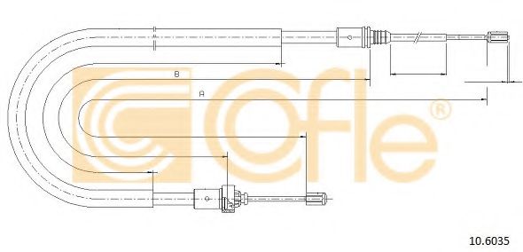 COFLE - 10.6035 - Трос ручного гальма зад. Л/П (барабан)  Peugeot  207 06-