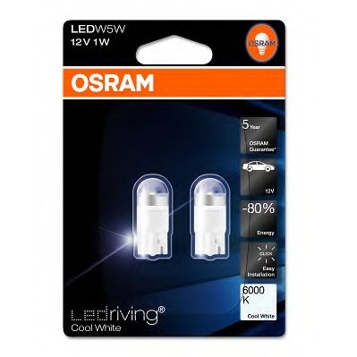 OSRAM - 2850CW-02B - Лампа накаливания W5W 12V 5W W2,1X9,5d LEDriving (2 шт) blister 6000К  (пр-во OSRAM)