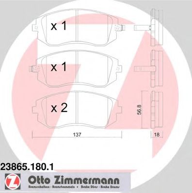 ZIMMERMANN - 23865.180.1 - Гальмівні колодки дискові перед. Subaru Forester/Legacy 03- / Outback 04- AWD