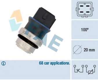 FAE - 34322 - Датчик температури VW T4 1,8/2,0 (4контакта(чорно-блакитний)