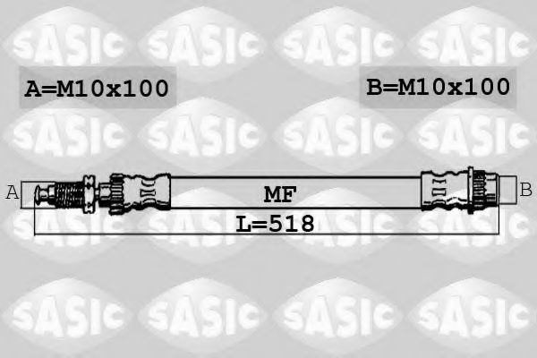 SASIC - 6600009 - Шланг торм. передний (518 мм), 96-06