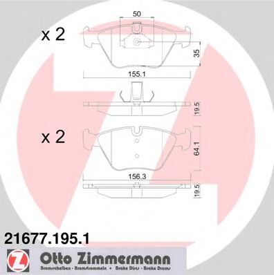 ZIMMERMANN - 21677.195.1 - Гальмівні колодки дискові перед. BMW 5 (E39) 2.0D-3.5 11.95-05.04