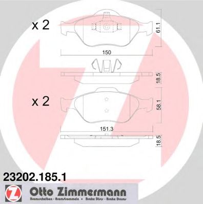 ZIMMERMANN - 23202.185.1 - Колодки гальмівні дискові