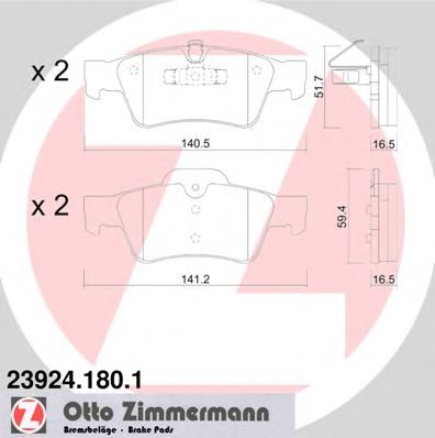 ZIMMERMANN - 23924.180.1 - Гальмівні колодки дискові зад. DB X164 06-, GL-Klasse 06-