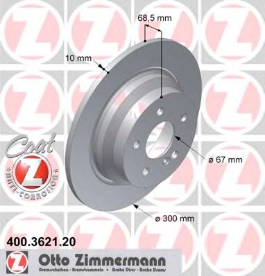 ZIMMERMANN - 400.3621.20 - Диск гальмівний зад. Mercedes-Benz W211, W212, C207, C218 02-