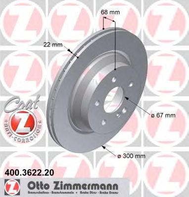 ZIMMERMANN - 400.3622.20 - Гальмівний диск зад. (з покриттям) MB E (W211) 2.6-3.5 03.03-07.09