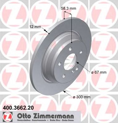 ZIMMERMANN - 400.3662.20 - Гальмівний диск задн. DB W221 2.5-4.0 05-