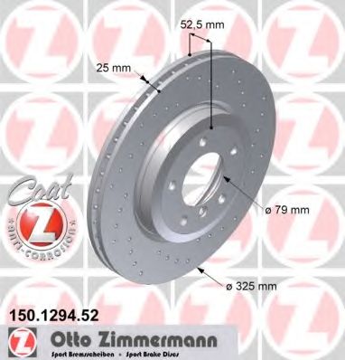 ZIMMERMANN - 150.1294.52 - Гальмівний диск .перед. BMW 325i/Z4 (E85, E86) 2.5/2.9/3.0 99-