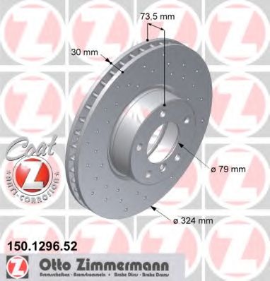 ZIMMERMANN - 150.1296.52 - Диск гальмівний перед. BMW 5(E39) 3.0-4.0 + Diesel 98-04