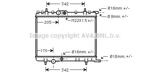 AVA QUALITY COOLING - PE2300 - Радіатор Citroen C4, Xsara, Berlingo, Peugeot 1.1-Electric 06.96-