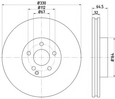 HELLA PAGID - 8DD 355 109-431 - Тормозной диск перед. W211/204 02-15 (PRO)