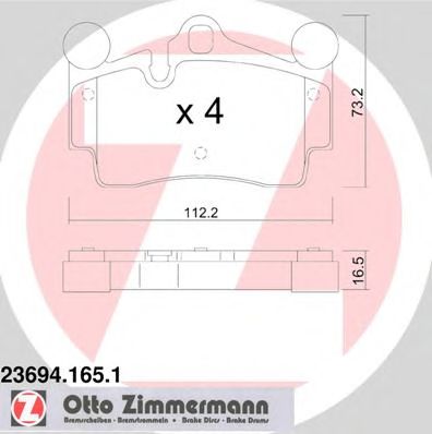 ZIMMERMANN - 23694.165.1 - Гальмівні колодки дискові зад. VW Touareg 2.5 04-10 /Porsche Cayenne 3.2 02-