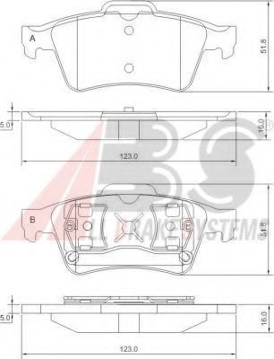 A.B.S. - 37216 - Гальмівні колодки дискові зад. Opel Vectra C 01-/Renault Laguna II 02-