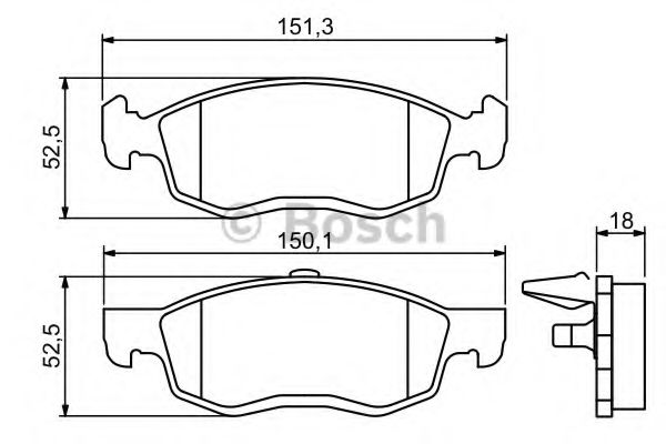 BOSCH - 0 986 494 197 - К-кт гальмівних колодок перед. Dacia Logan/Renault 07-