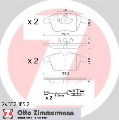 ZIMMERMANN - 24332.185.2 - Колодки гальмівні дискові (комплект 4 шт)
